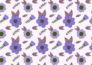 紫色花卉图案无缝背景