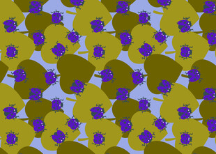 紫色花朵与圆形图案背景