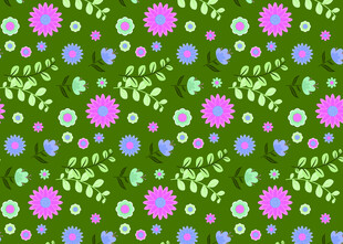 绿色底多彩花卉图案背景