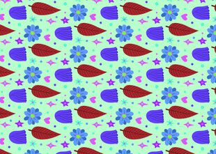 多彩花卉鱼形图案背景