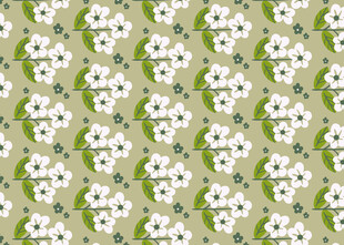 清新白花绿叶无缝图案