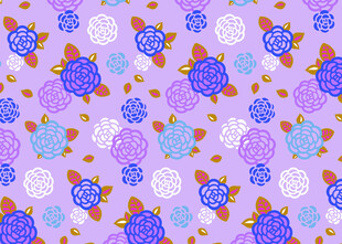 紫色系花卉小鸟图案背景