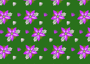 紫色花卉图案绿色背景纹理