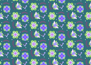 蓝绿底色花卉图案背景