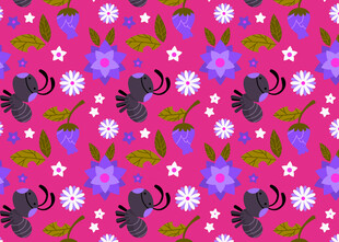粉色花卉蝴蝶图案背景