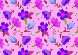 粉色背景花卉图案设计