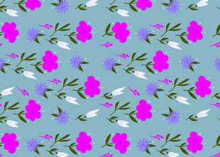 蓝底粉花图案背景