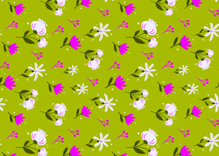 绿色花卉蜜蜂图案背景