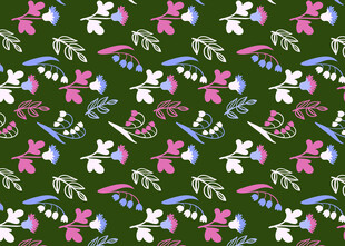绿色底多彩花卉图案背景