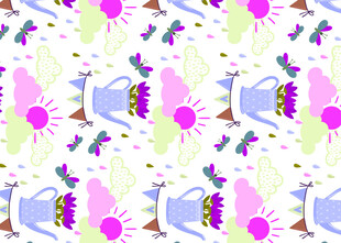 多彩缝纫机图案无缝背景