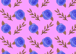 紫色玫瑰花卉无缝图案