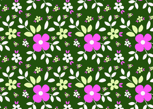 绿色背景上的多彩花卉图案