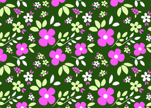粉色花朵绿叶无缝图案