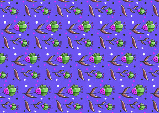 紫色背景多彩图案装饰图