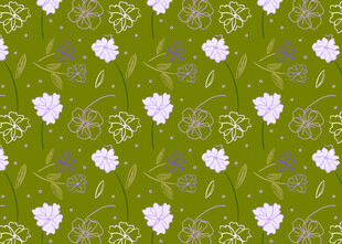 绿色底花卉无缝图案