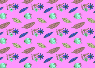 粉色底多彩植物图案纹理