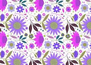 紫色花卉小鸟图案背景