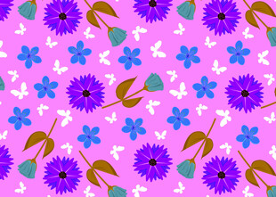 粉色底多彩花卉图案背景