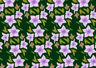 紫色花卉绿叶图案背景