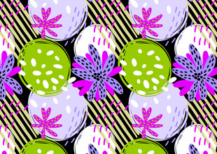 多彩花卉条纹图案设计