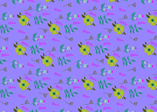 紫色背景可爱昆虫图案