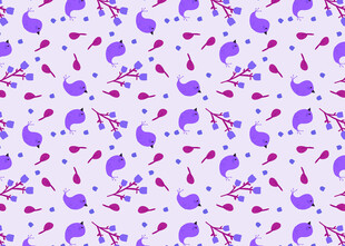 紫色花卉枝叶无缝图案