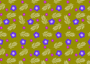 黄绿背景紫色花朵图案