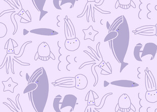 海洋生物线条图案设计