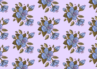 淡紫色底蓝色花卉图案