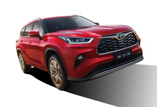 红色时尚款汉兰达SUV汽车展示