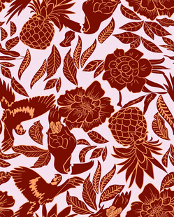 棕红色热带植物花卉图案