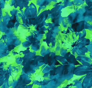 蓝绿渐变抽象花卉图案
