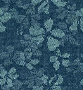 深蓝色花卉图案布料纹理