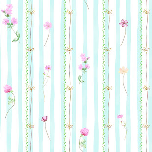 清新条纹花卉图案背景