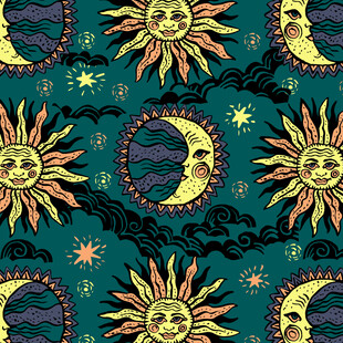 日月星辰图案的神秘背景