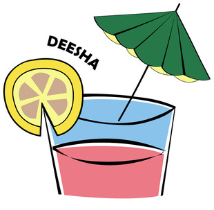 柠檬伞下的缤纷饮品