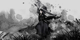 黑衣侠客于荒野施展绝技