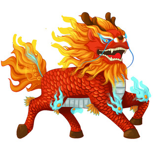 火焰麒麟神兽形象