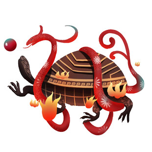 神话龟蛇神兽插画