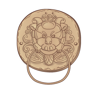 中式古典门环图案设计