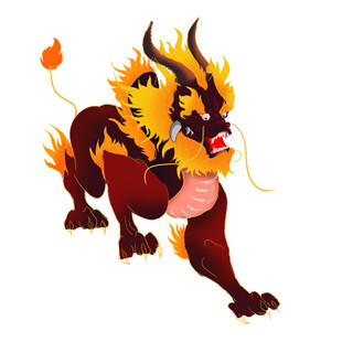 神话神兽麒麟形象插画