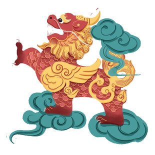 祥瑞麒麟祥云图案设计