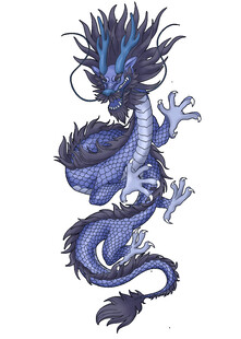 蓝色奇幻龙纹身图案