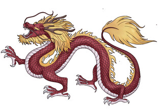 中国传统红色金龙图案