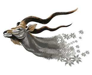 羚羊头部艺术化图案设计