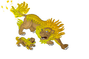 金色狮子动态插画形象