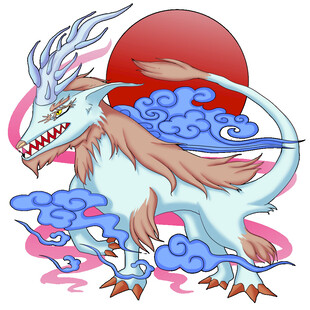 白龙戏云伴红日