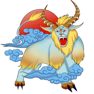 神话山羊神兽插画