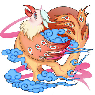 祥瑞九尾狐云间展风采