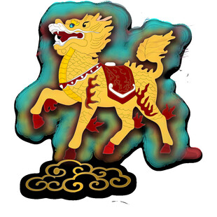 金色麒麟装饰图案